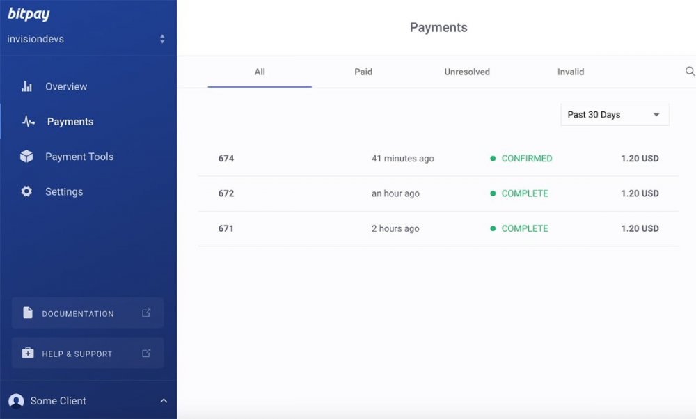 BitPay Dashboard