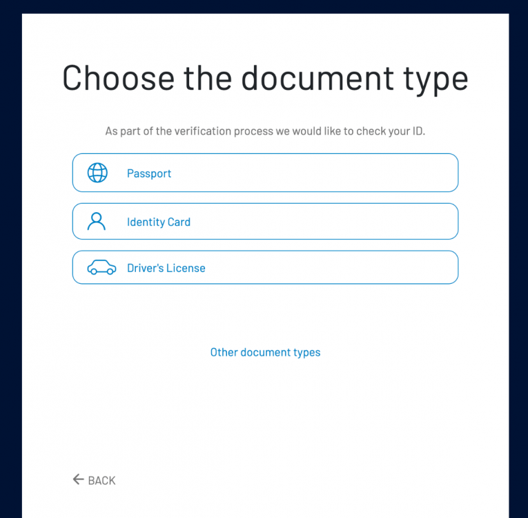 Verifai select document type