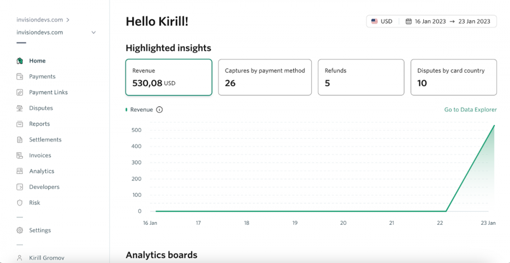 Checkout.com merchant dashboard